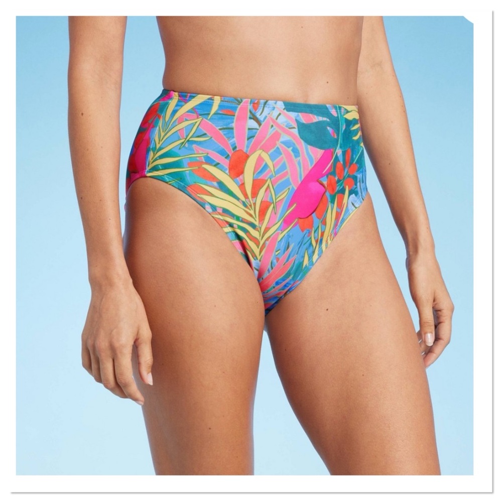 Women’s Abstract Tropical Print Waist High Coverage Swim Bottom Kona Sol